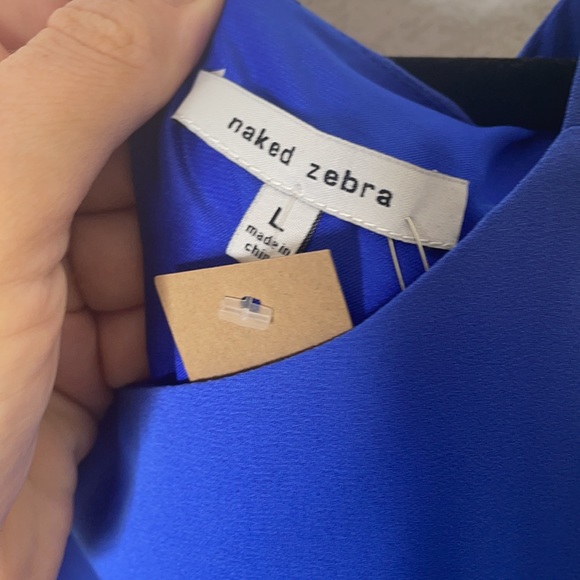 NWT Naked Zibra Blue Off the Shoulder Ruffle Dress - Picture 10 of 14